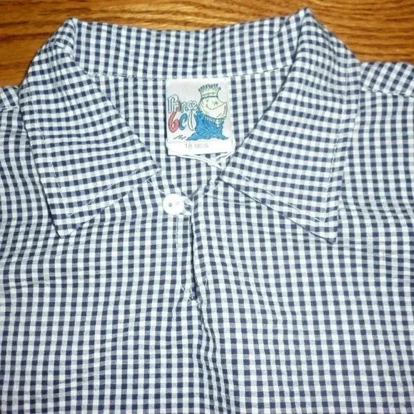 Boys Classic Gingham Seersucker w/ Keyhole Collar - Picture 2 of 4